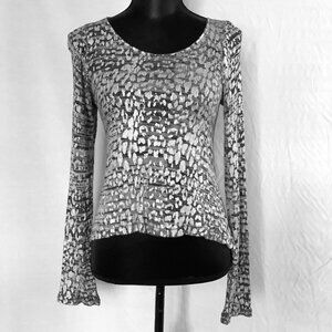M.OFFICER Silver & Black Long-Sleeved Top – Size 1 (S/M) – LIKE NEW!